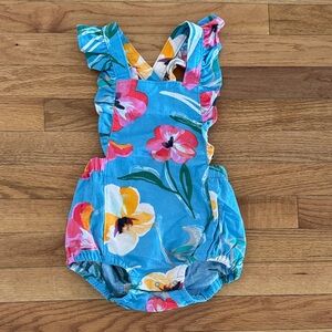 NWT Tea Collection Floral Blue Baby Romper